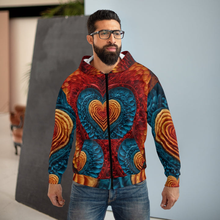 Vibrant Heart Layers - Unisex Zip Hoodie - All Over Prints - g(0D·IO) - XS - -