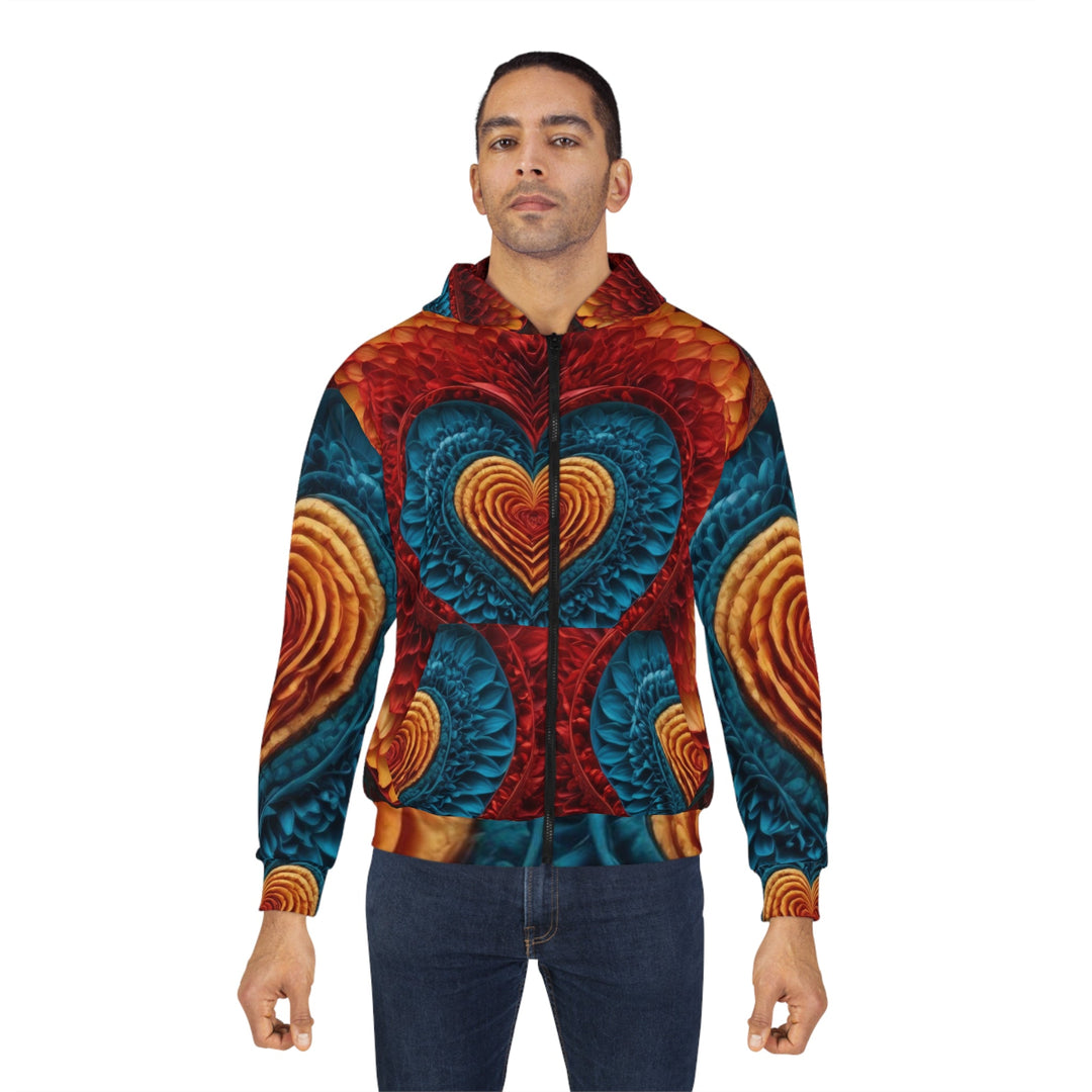 Vibrant Heart Layers - Unisex Zip Hoodie - All Over Prints - g(0D·IO) - XS - -