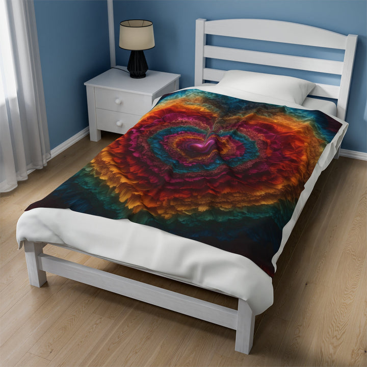 Vibrant Heart Layers - Velveteen Plush Blanket - All Over Prints - g(0D·IO) - 60" × 80" - -