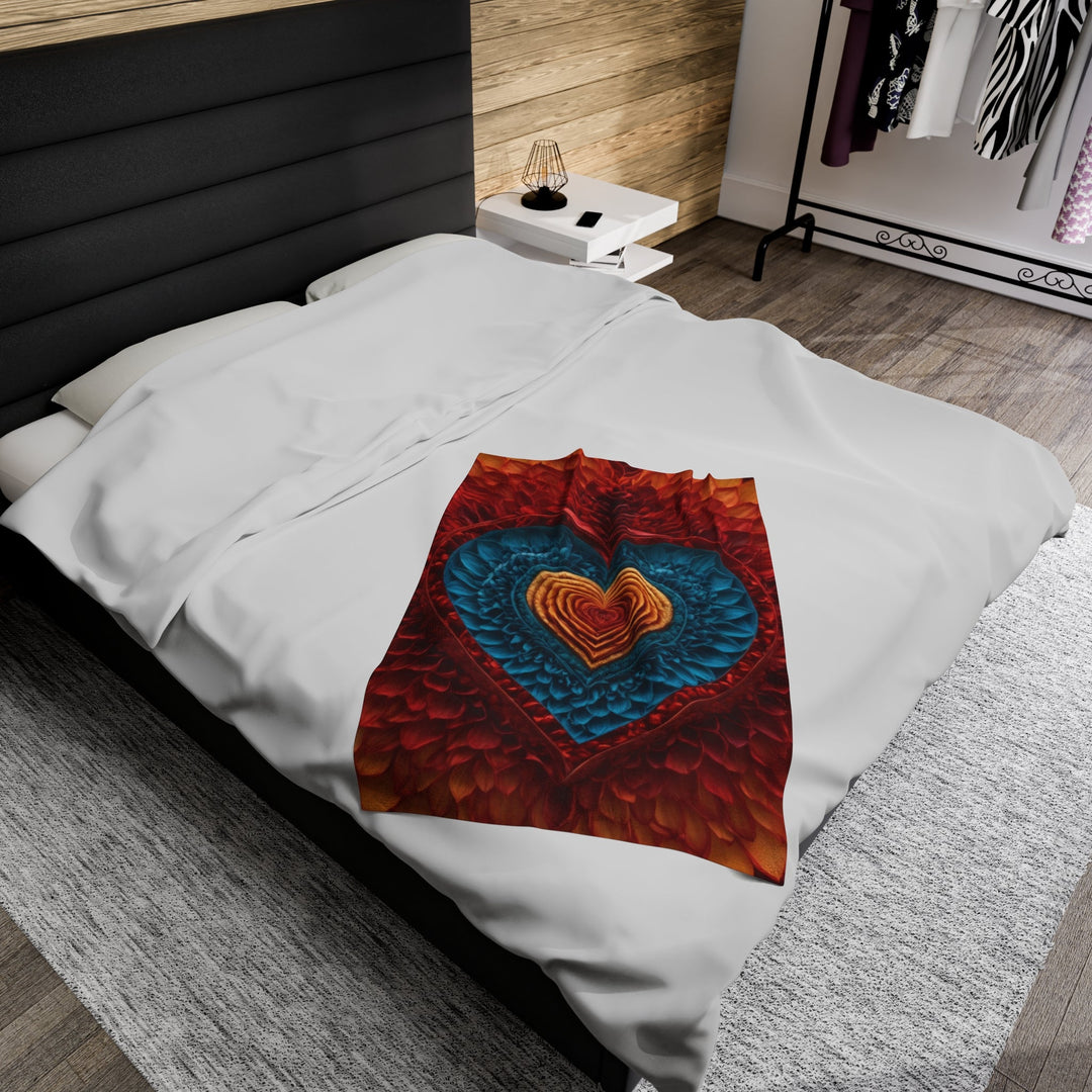 Vibrant Heart Layers - Velveteen Plush Blanket - All Over Prints - g(0D·IO) - 30" × 40" - -