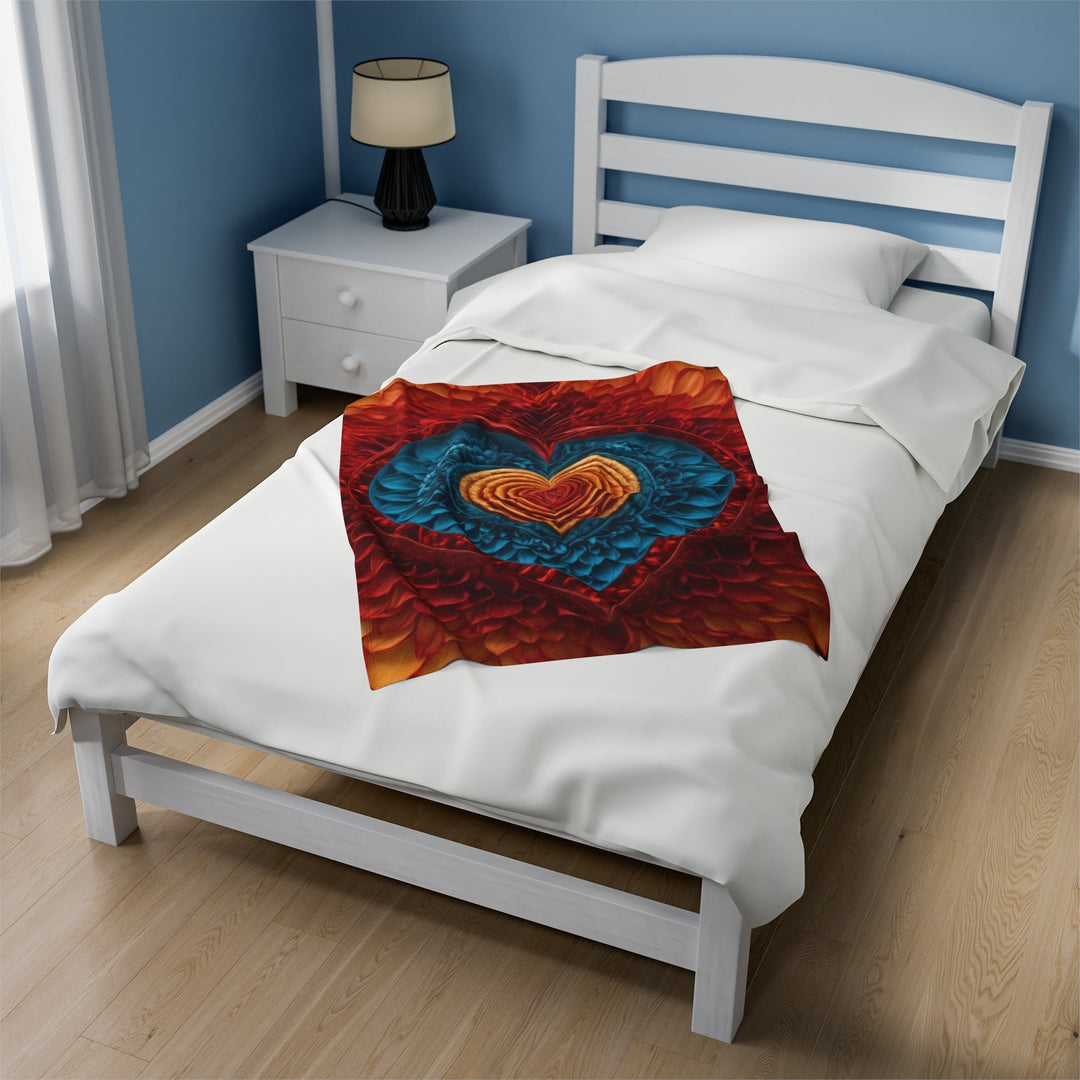 Vibrant Heart Layers - Velveteen Plush Blanket - All Over Prints - g(0D·IO) - 30" × 40" - -