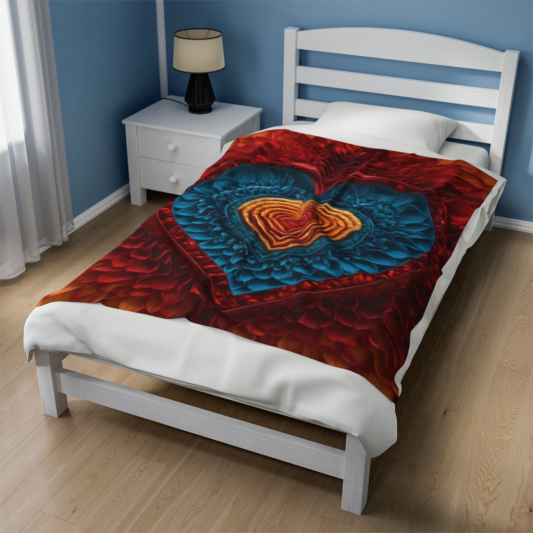 Vibrant Heart Layers - Velveteen Plush Blanket - All Over Prints - g(0D·IO) - 30" × 40" - -