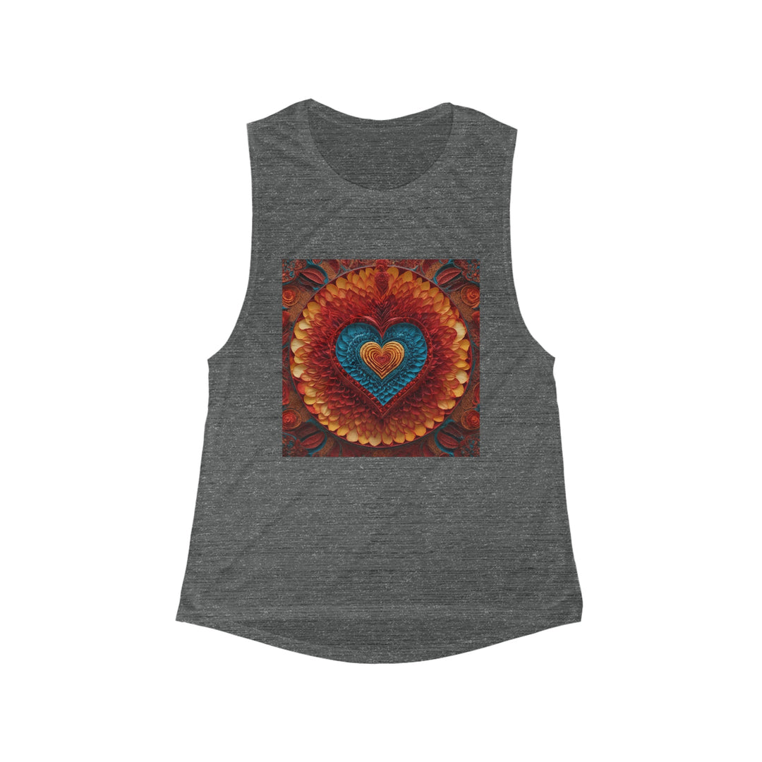 Vibrant Heart Layers - Women's Flowy Scoop Muscle Tank - Tank Top - g(0D·IO) - S - Asphalt Slub -