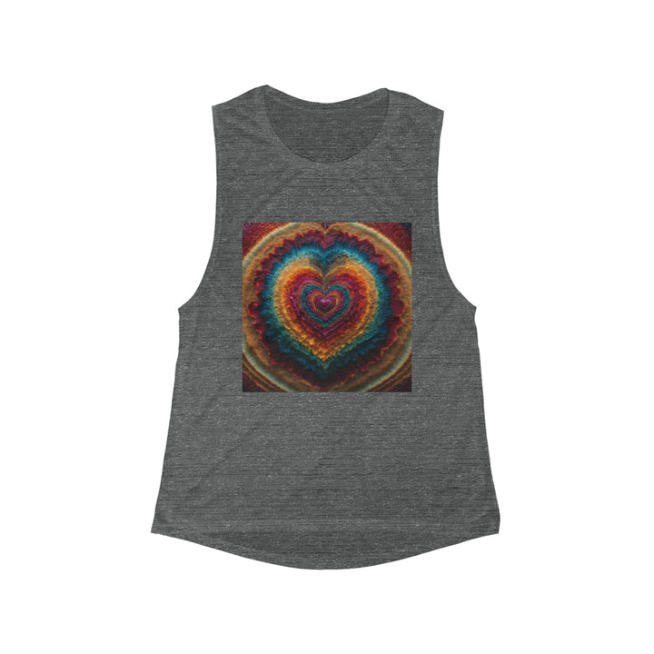 Vibrant Heart Layers - Women's Flowy Scoop Muscle Tank - Tank Top - g(0D·IO) - S - Asphalt Slub -