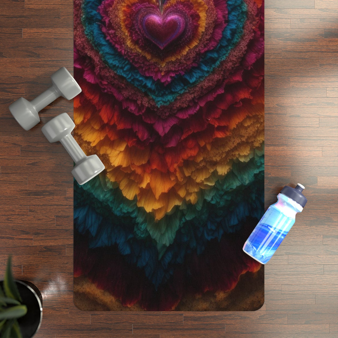 Vibrant Heart Layers - Yoga Mat - Home Decor - g(0D·IO) - 24” x 68” - -