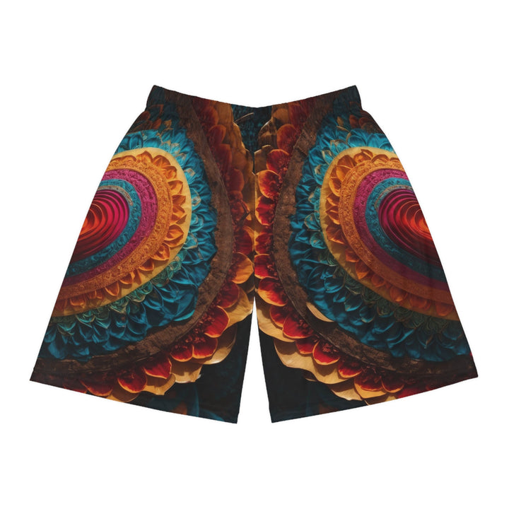 Vibrant Heart Mandala - AOP Basketball Shorts - All Over Prints - g(0D·IO) - Seam thread color automatically matched to design - XS -