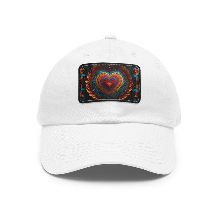 Vibrant Heart Mandala - Dad Hat - Hats - g(0D·IO) - White / Black patch - Rectangle - One size