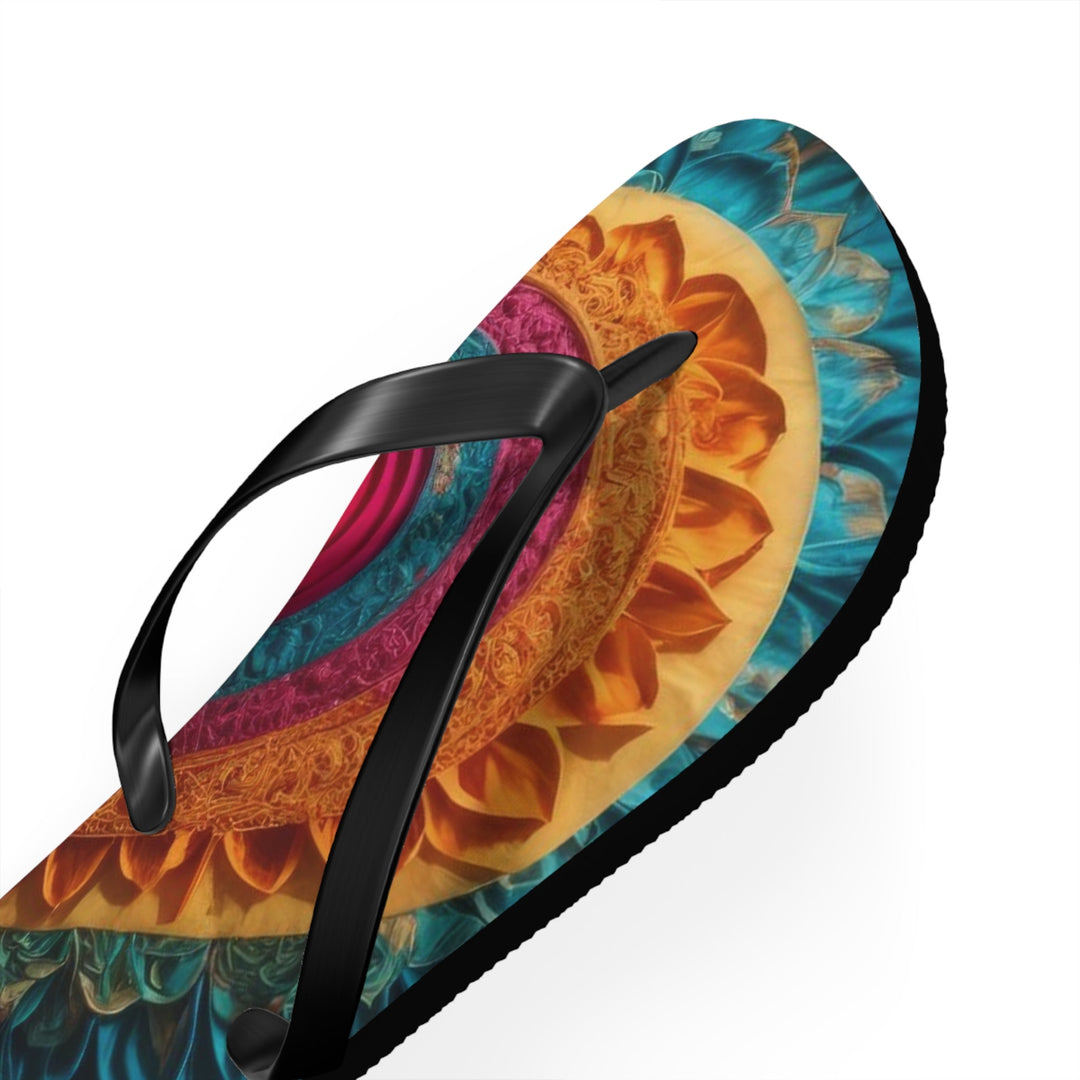 Vibrant Heart Mandala - Flip Flops - Shoes - g(0D·IO) - XL - Black sole -