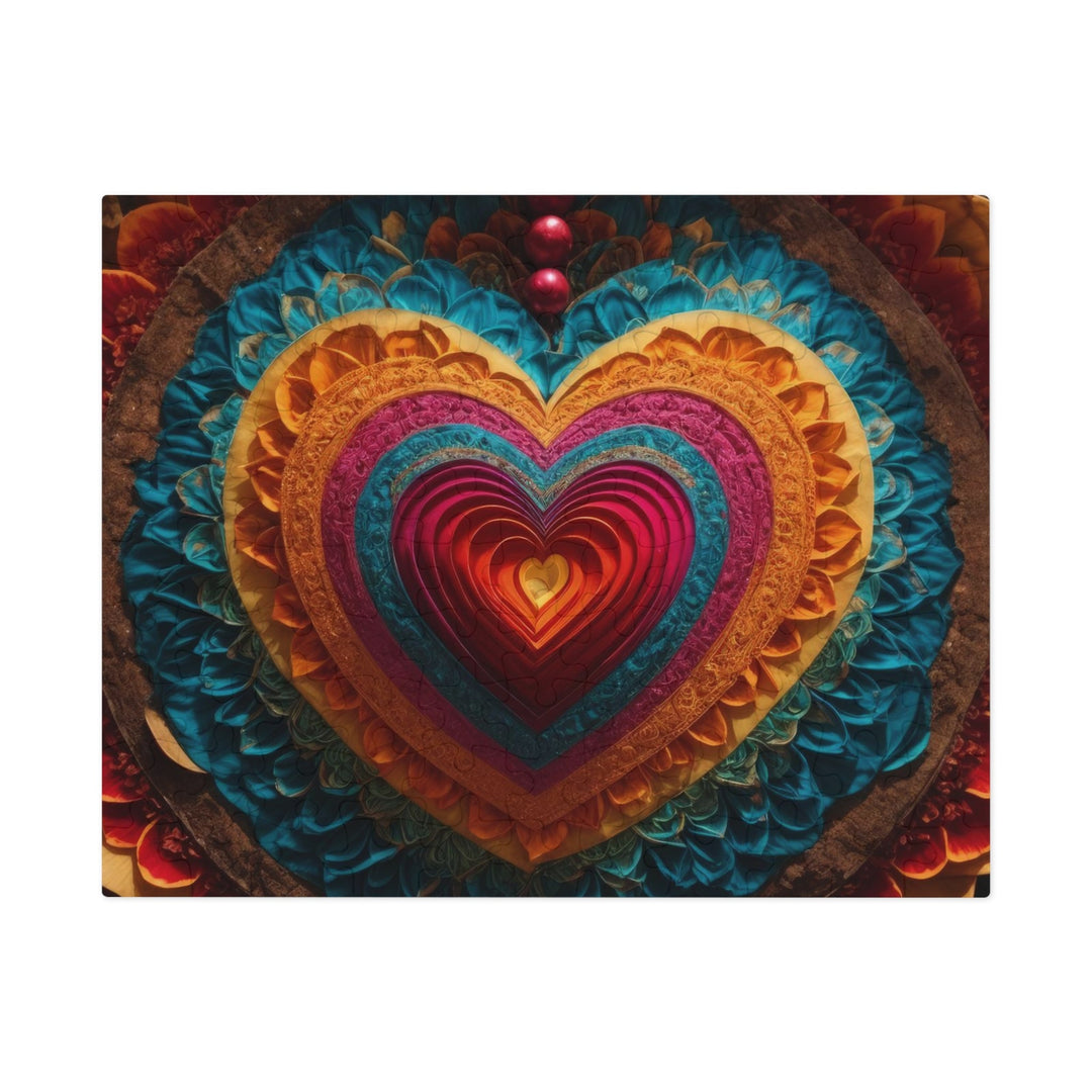 Vibrant Heart Mandala - Jigsaw Puzzle (100, 252, 500, 1000 pieces) - Puzzle - g(0D·IO) - 9.6" × 8" (110 pcs) - -