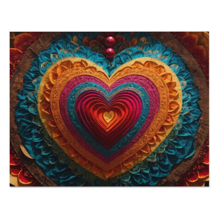 Vibrant Heart Mandala - Jigsaw Puzzle (100, 252, 500, 1000 pieces) - Puzzle - g(0D·IO) - 14" × 11" (252 pcs) - -