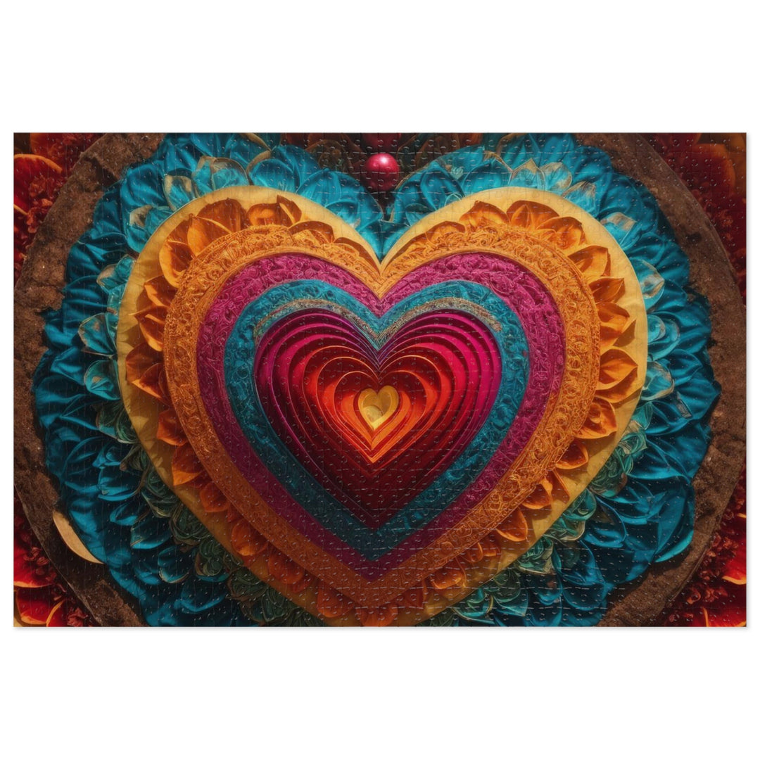 Vibrant Heart Mandala - Jigsaw Puzzle (100, 252, 500, 1000 pieces) - Puzzle - g(0D·IO) - 29.25" × 19.75" (1000 pcs) - -