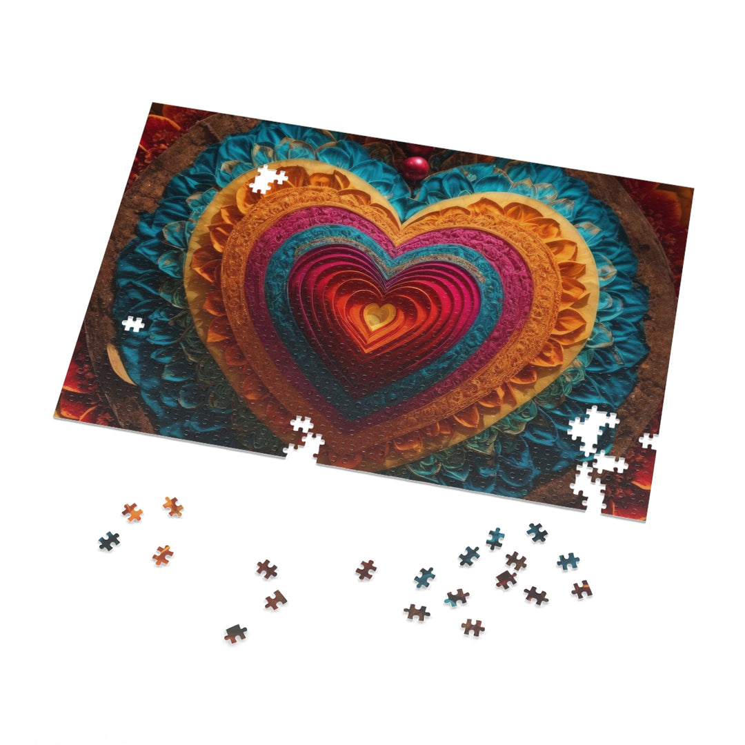 Vibrant Heart Mandala - Jigsaw Puzzle (100, 252, 500, 1000 pieces) - Puzzle - g(0D·IO) - 29.25" × 19.75" (1000 pcs) - -