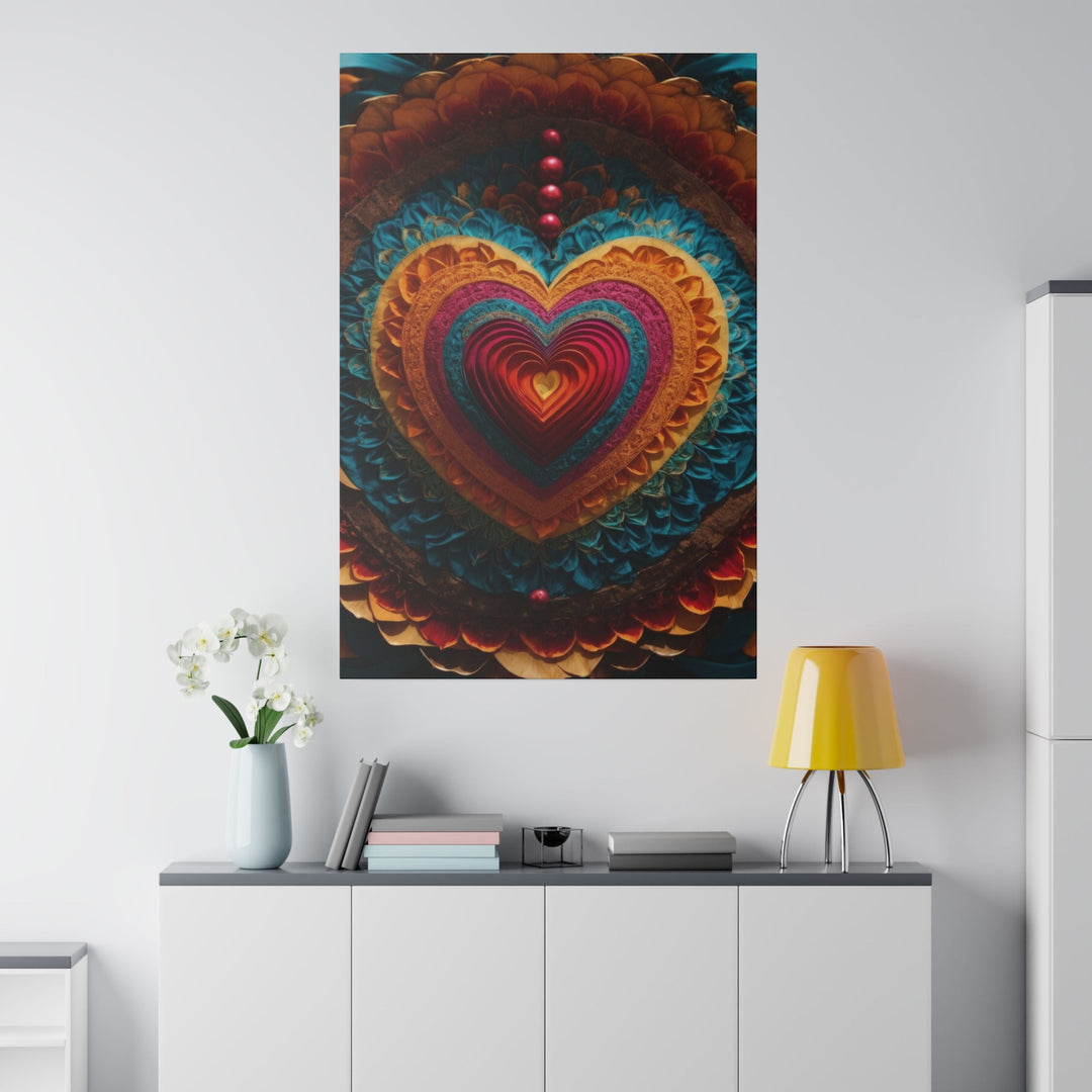 Vibrant Heart Mandala - Matte Canvas - Canvas - g(0D·IO) - 32" x 32" (Square) - 0.75'' -