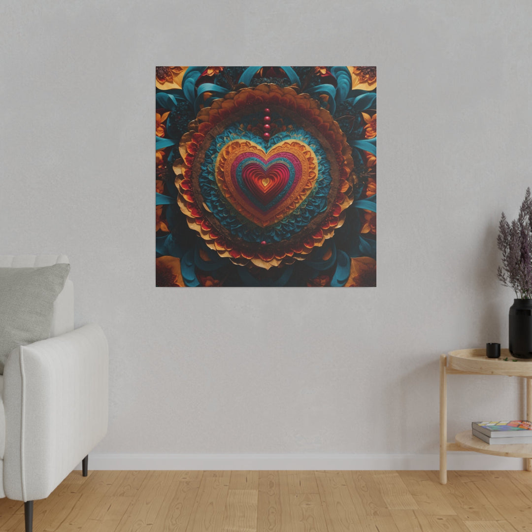 Vibrant Heart Mandala - Matte Canvas - Canvas - g(0D·IO) - 32" x 32" (Square) - 0.75'' -