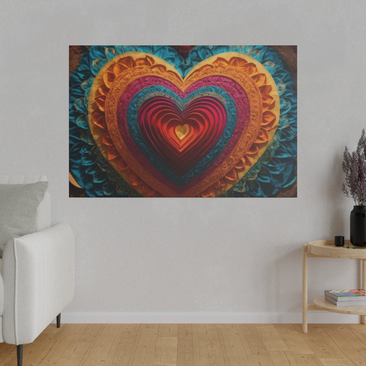 Vibrant Heart Mandala - Matte Canvas - Canvas - g(0D·IO) - 32" x 32" (Square) - 0.75'' -