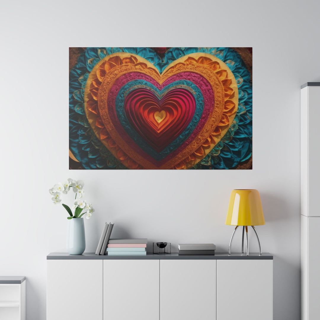 Vibrant Heart Mandala - Matte Canvas - Canvas - g(0D·IO) - 32" x 32" (Square) - 0.75'' -