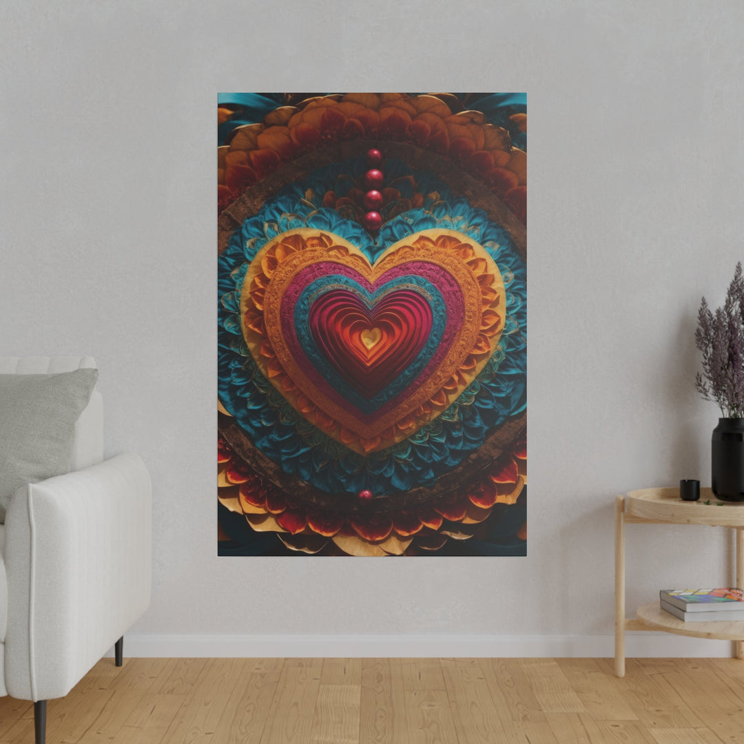 Vibrant Heart Mandala - Matte Canvas - Canvas - g(0D·IO) - 32" x 32" (Square) - 0.75'' -