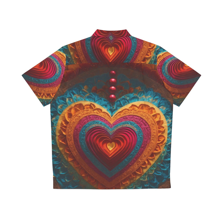 Vibrant Heart Mandala - Men's Hawaiian Shirt - All Over Prints - g(0D·IO) - S - Black -