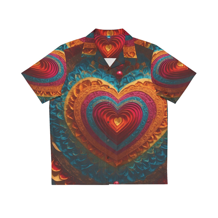 Vibrant Heart Mandala - Men's Hawaiian Shirt - All Over Prints - g(0D·IO) - S - Black -