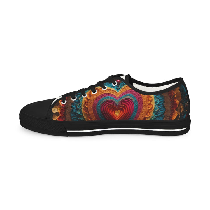 Vibrant Heart Mandala - Men's Lowtop Sneakers - Shoes - g(0D·IO) - US 5 - Black sole -