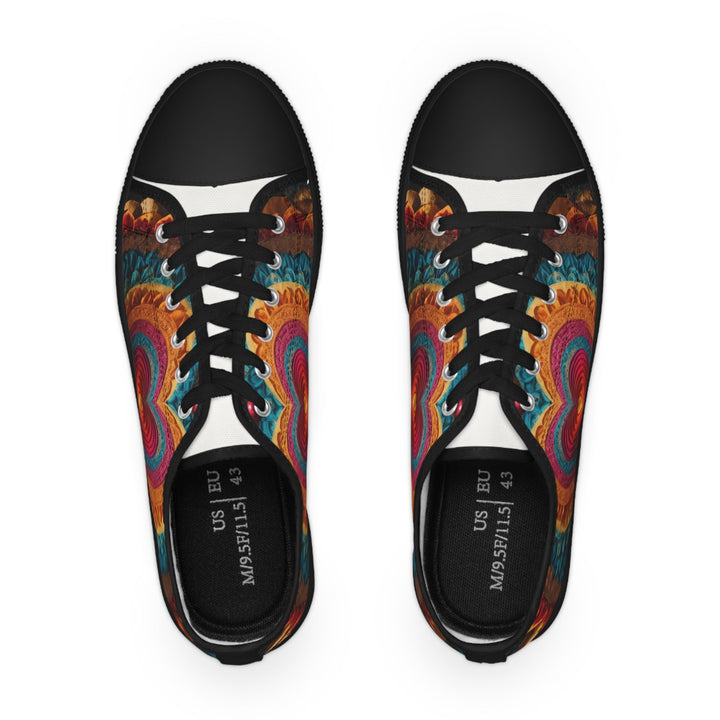 Vibrant Heart Mandala - Men's Lowtop Sneakers - Shoes - g(0D·IO) - US 5 - Black sole -