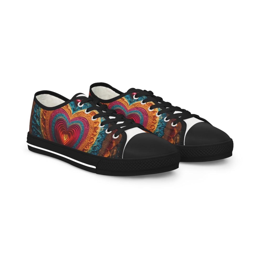 Vibrant Heart Mandala - Men's Lowtop Sneakers - Shoes - g(0D·IO) - US 5 - Black sole -