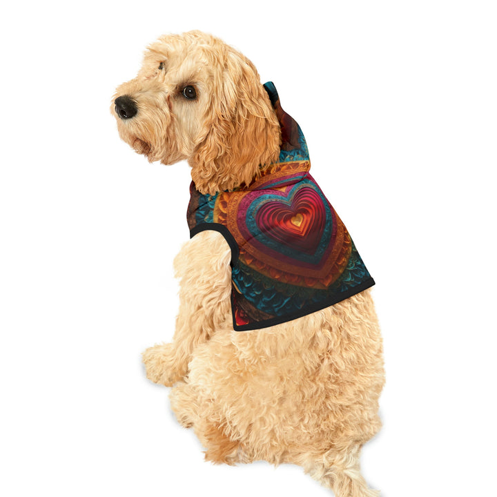 Vibrant Heart Mandala - Pet Hoodie - Pets - g(0D·IO) - XXS - Black Rib -