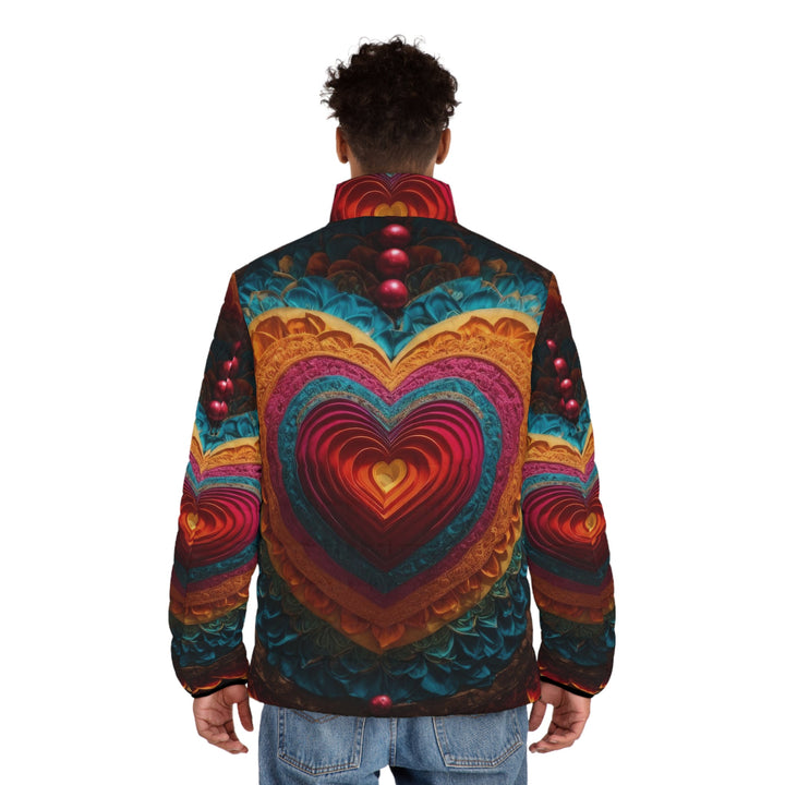 Vibrant Heart Mandala - Puffer Jacket - All Over Prints - g(0D·IO) - S - Black zipper -