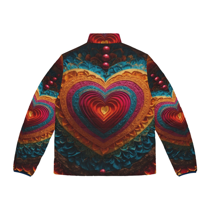 Vibrant Heart Mandala - Puffer Jacket - All Over Prints - g(0D·IO) - S - Black zipper -