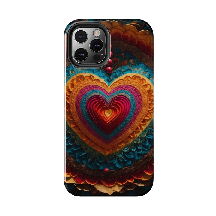 Vibrant Heart Mandala - Tough Phone Case - Phone Case - g(0D·IO) - iPhone 13 Mini - -