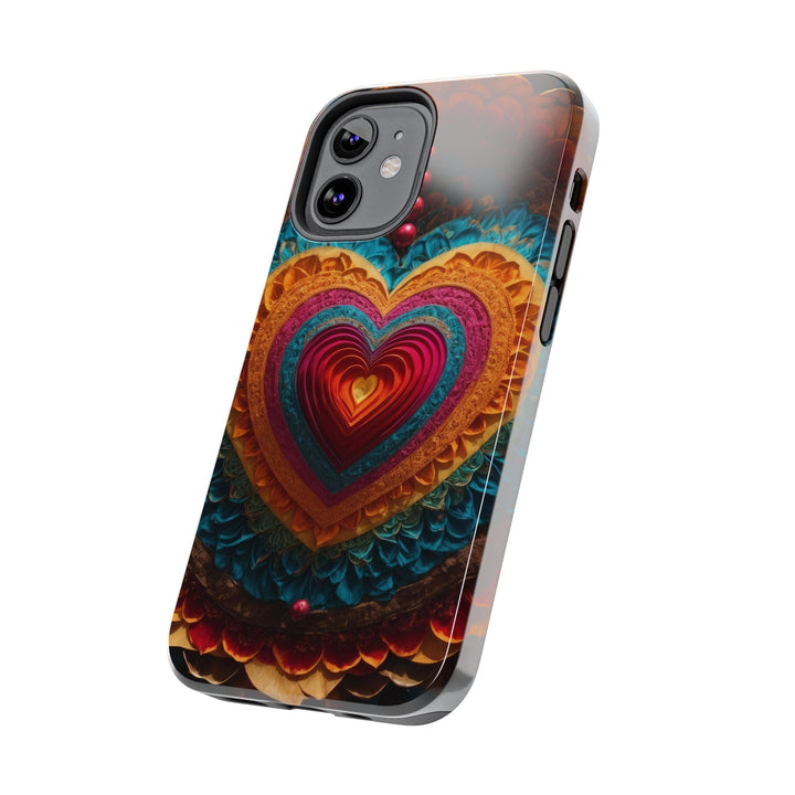 Vibrant Heart Mandala - Tough Phone Case - Phone Case - g(0D·IO) - iPhone 13 Mini - -