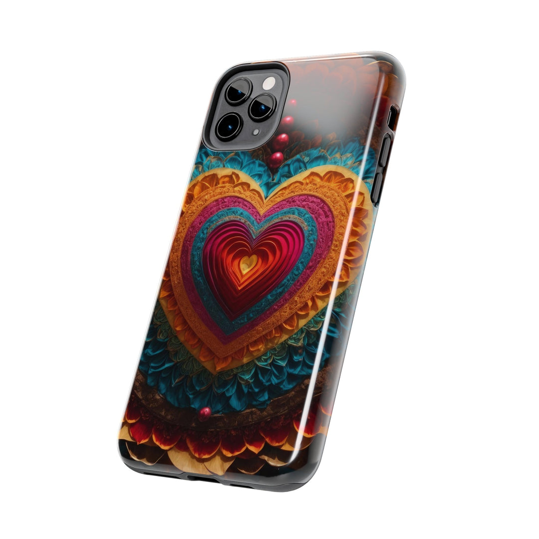 Vibrant Heart Mandala - Tough Phone Case - Phone Case - g(0D·IO) - iPhone 13 Mini - -