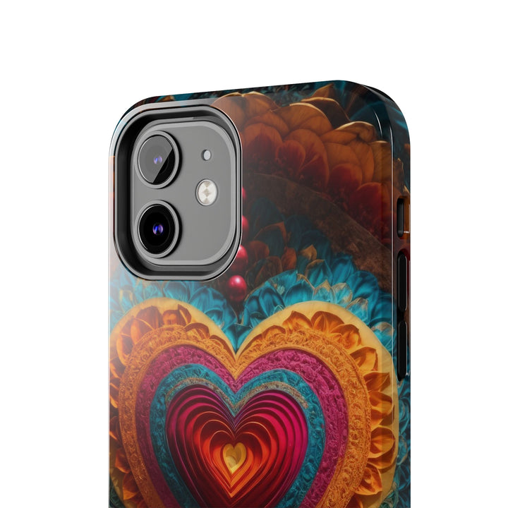 Vibrant Heart Mandala - Tough Phone Case - Phone Case - g(0D·IO) - iPhone 13 Mini - -