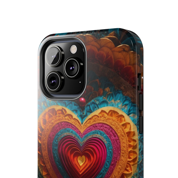 Vibrant Heart Mandala - Tough Phone Case - Phone Case - g(0D·IO) - iPhone 13 Mini - -