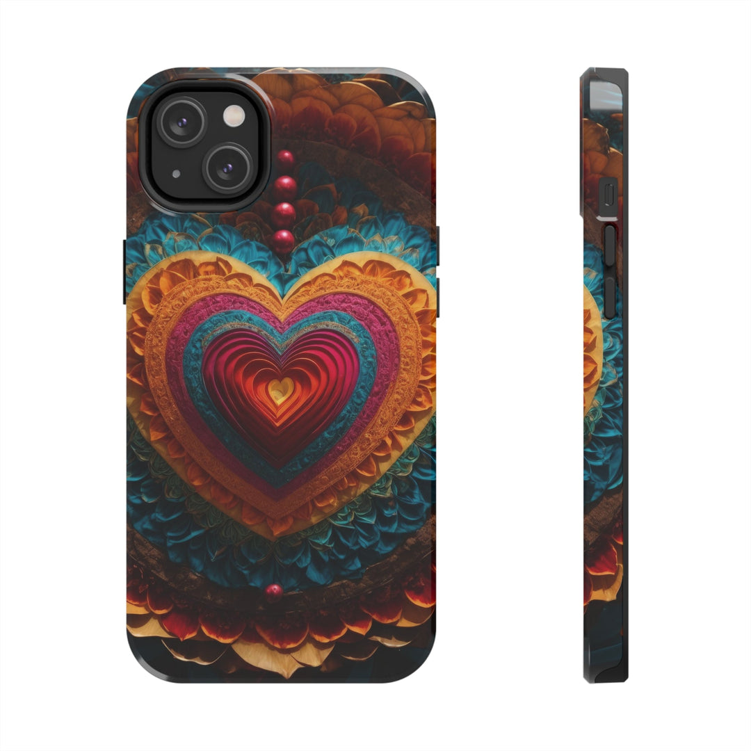 Vibrant Heart Mandala - Tough Phone Case - Phone Case - g(0D·IO) - iPhone 14 Plus - -