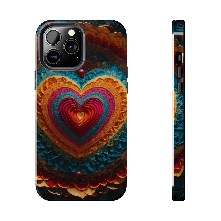 Vibrant Heart Mandala - Tough Phone Case - Phone Case - g(0D·IO) - iPhone 13 Pro Max - -