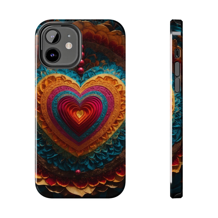 Vibrant Heart Mandala - Tough Phone Case - Phone Case - g(0D·IO) - iPhone 12 - -