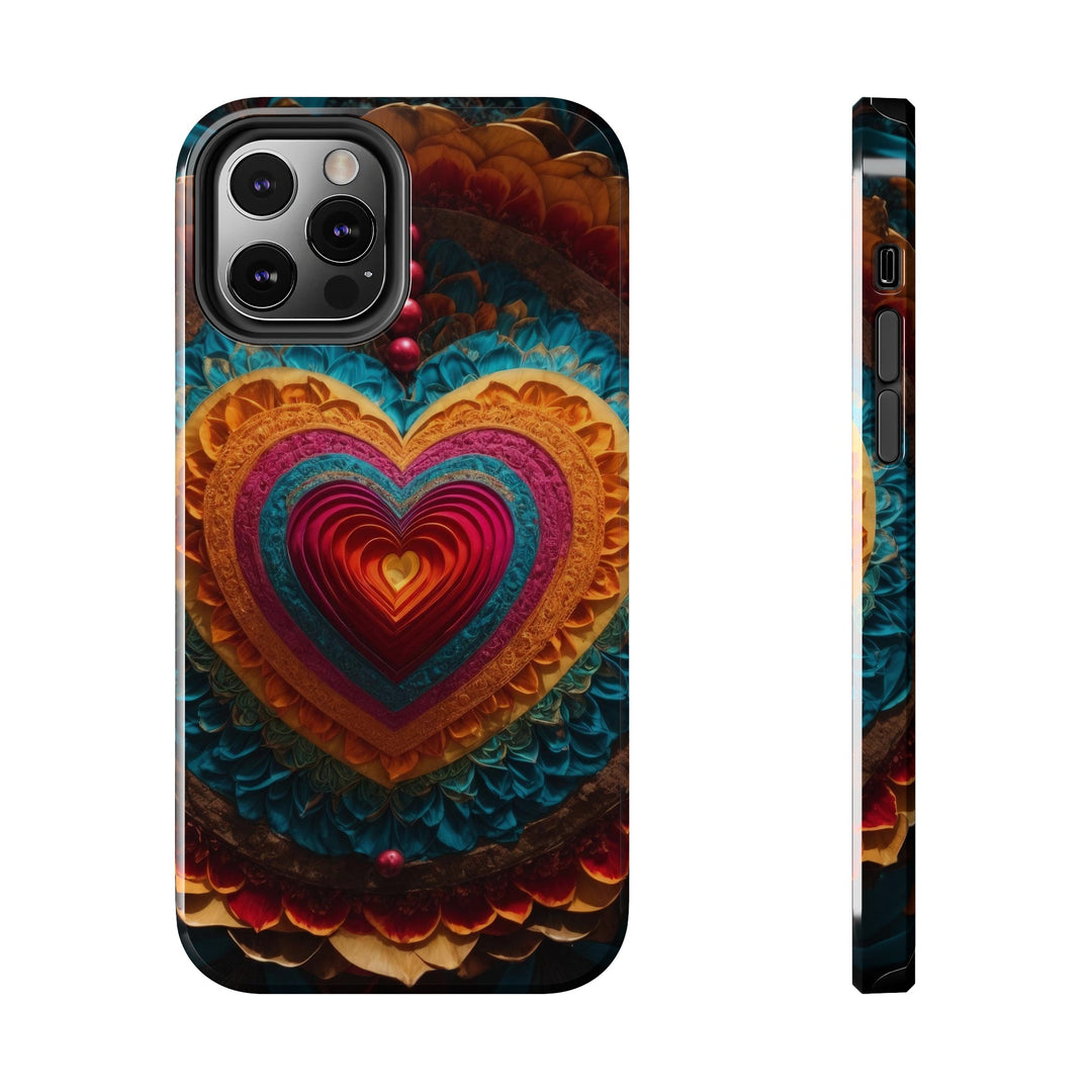 Vibrant Heart Mandala - Tough Phone Case - Phone Case - g(0D·IO) - iPhone 12 Pro - -