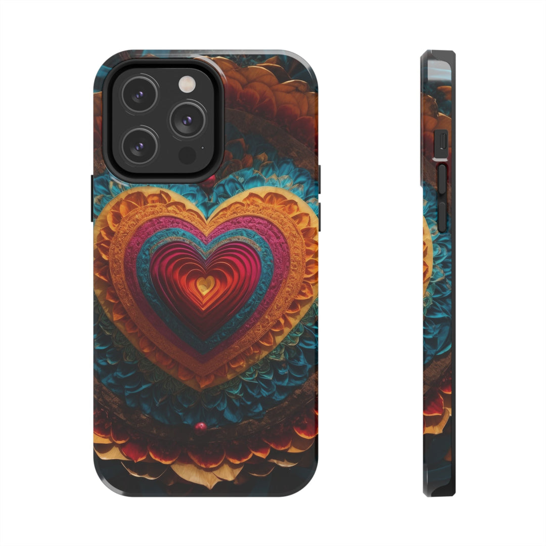 Vibrant Heart Mandala - Tough Phone Case - Phone Case - g(0D·IO) - iPhone 14 Pro Max - -