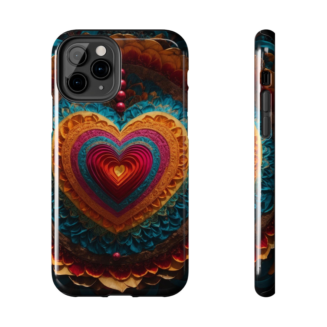 Vibrant Heart Mandala - Tough Phone Case - Phone Case - g(0D·IO) - iPhone 11 Pro - -