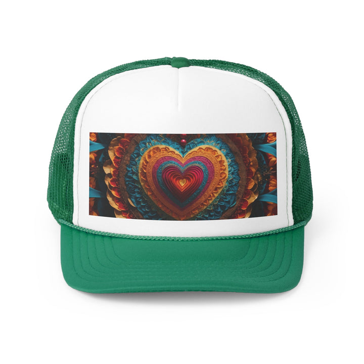 Vibrant Heart Mandala - Trucker Hat - Hats - g(0D·IO) - Green - One size -