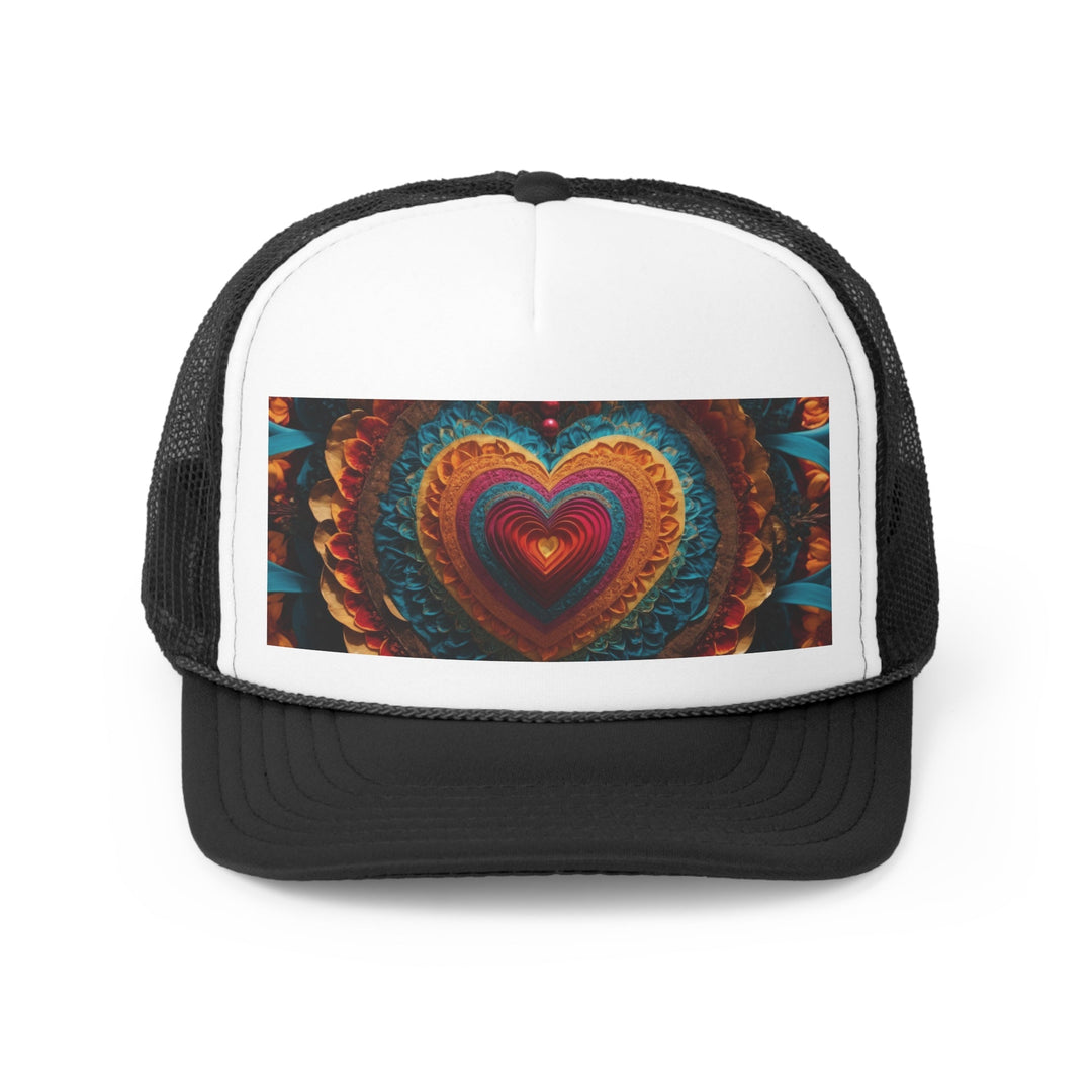 Vibrant Heart Mandala - Trucker Hat - Hats - g(0D·IO) - Black - One size -