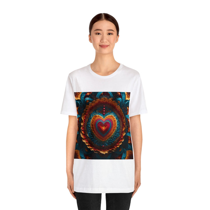 Vibrant Heart Mandala - Unisex Jersey Short Sleeve Tee - T-Shirt - g(0D·IO) - Black - S -