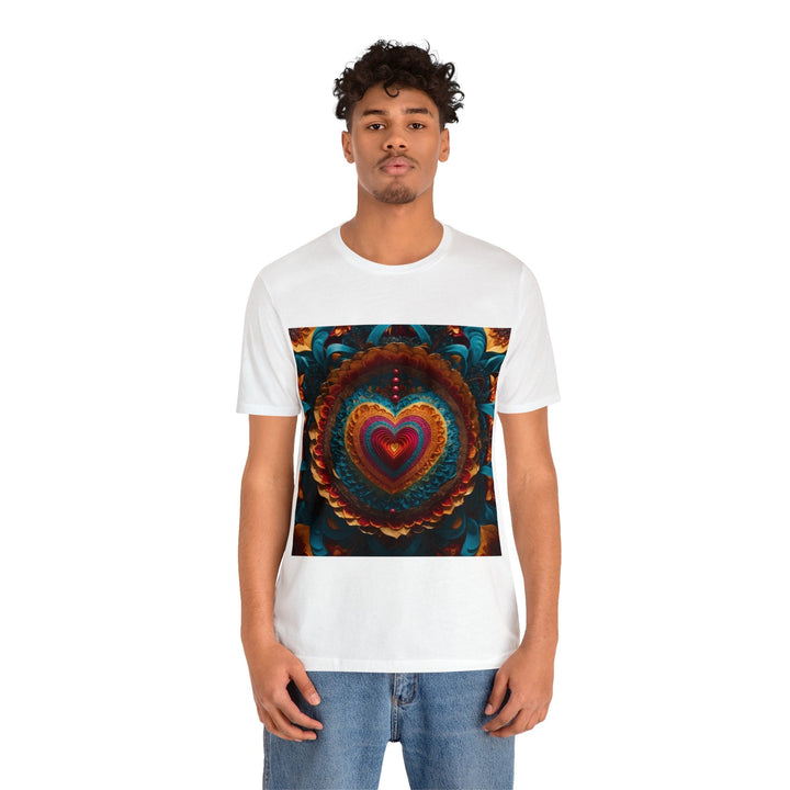 Vibrant Heart Mandala - Unisex Jersey Short Sleeve Tee - T-Shirt - g(0D·IO) - Black - S -