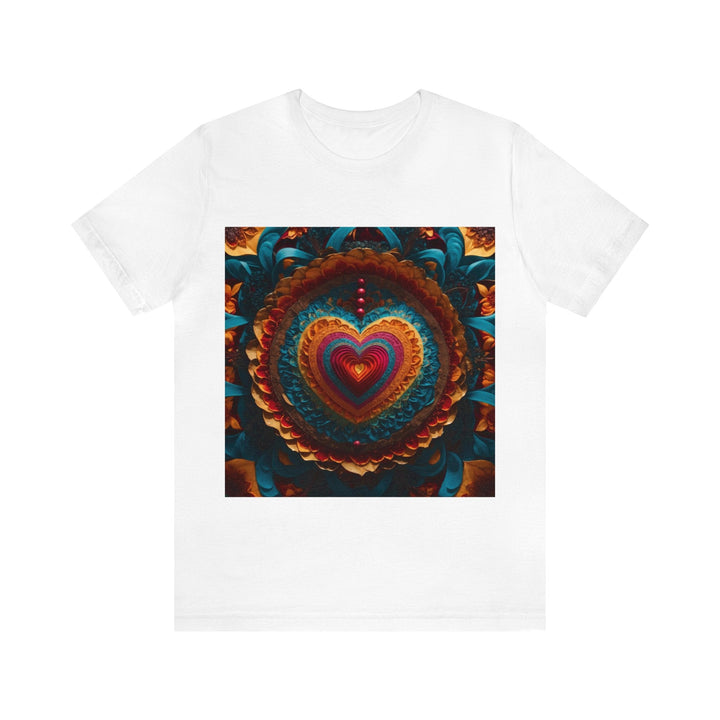 Vibrant Heart Mandala - Unisex Jersey Short Sleeve Tee - T-Shirt - g(0D·IO) - White - S -