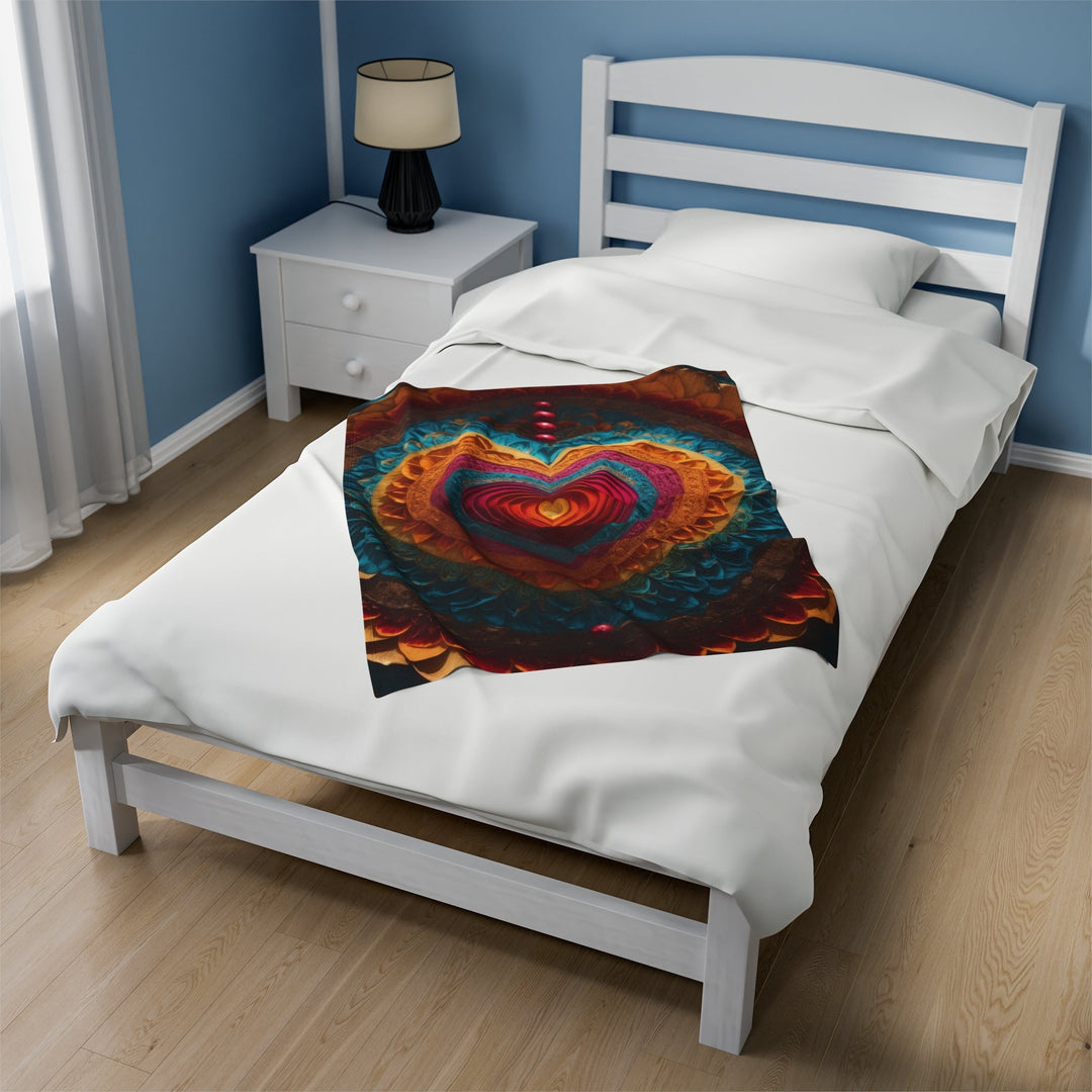 Vibrant Heart Mandala - Velveteen Plush Blanket - All Over Prints - g(0D·IO) - 30" × 40" - -