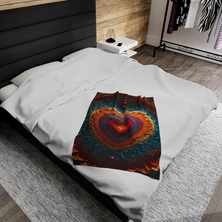 Vibrant Heart Mandala - Velveteen Plush Blanket - All Over Prints - g(0D·IO) - 30" × 40" - -