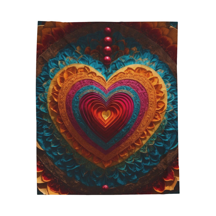 Vibrant Heart Mandala - Velveteen Plush Blanket - All Over Prints - g(0D·IO) - 50" × 60" - -