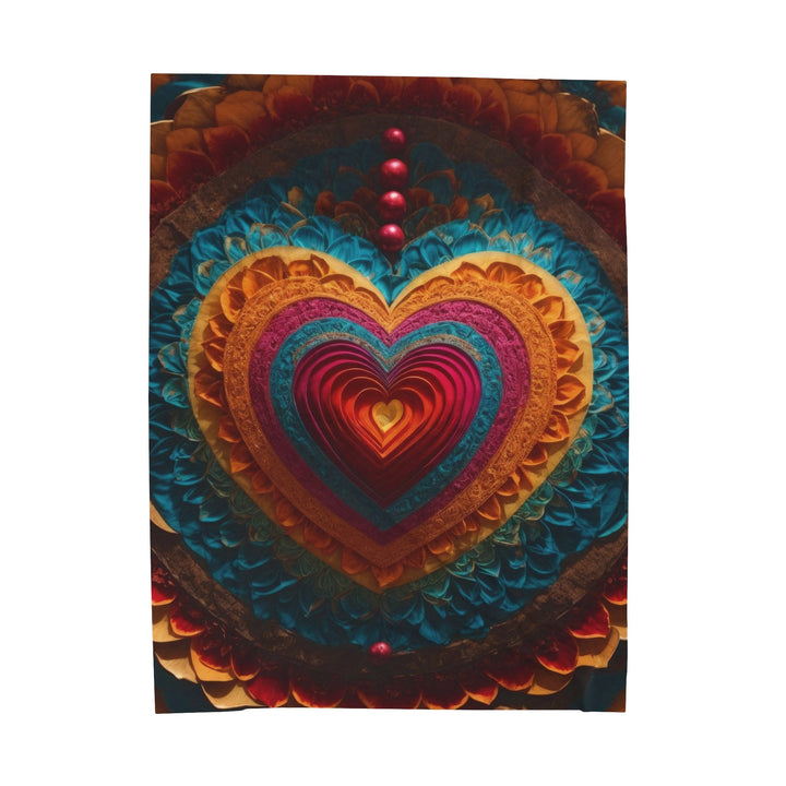 Vibrant Heart Mandala - Velveteen Plush Blanket - All Over Prints - g(0D·IO) - 60" × 80" - -