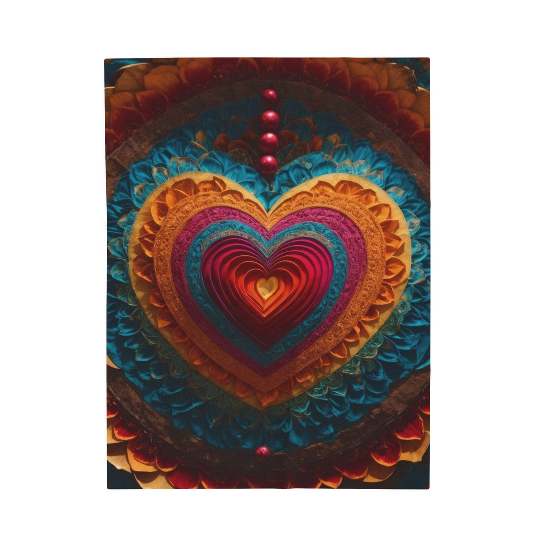 Vibrant Heart Mandala - Velveteen Plush Blanket - All Over Prints - g(0D·IO) - 30" × 40" - -